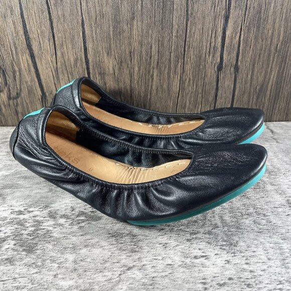 Tieks Gavrieli Ballet Flats Womens 9 Matte Black Leather Foldable Casual Slip On - Picture 1 of 7
